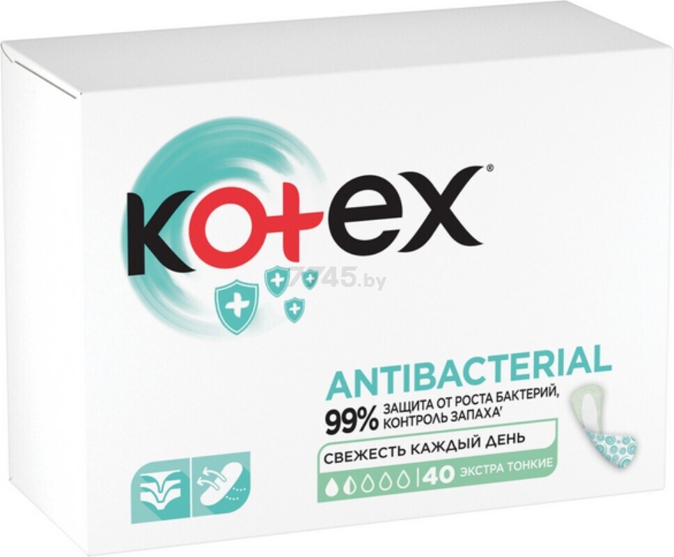 Ежедневные гигиенические прокладки KOTEX Antibacterial Экстра Тонкие 40 штук (5029053549149) - Фото 3